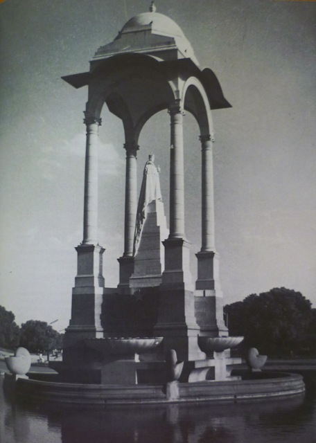 The memorial to George V, complete with statue,; photograph from Irving's Indian Summer.